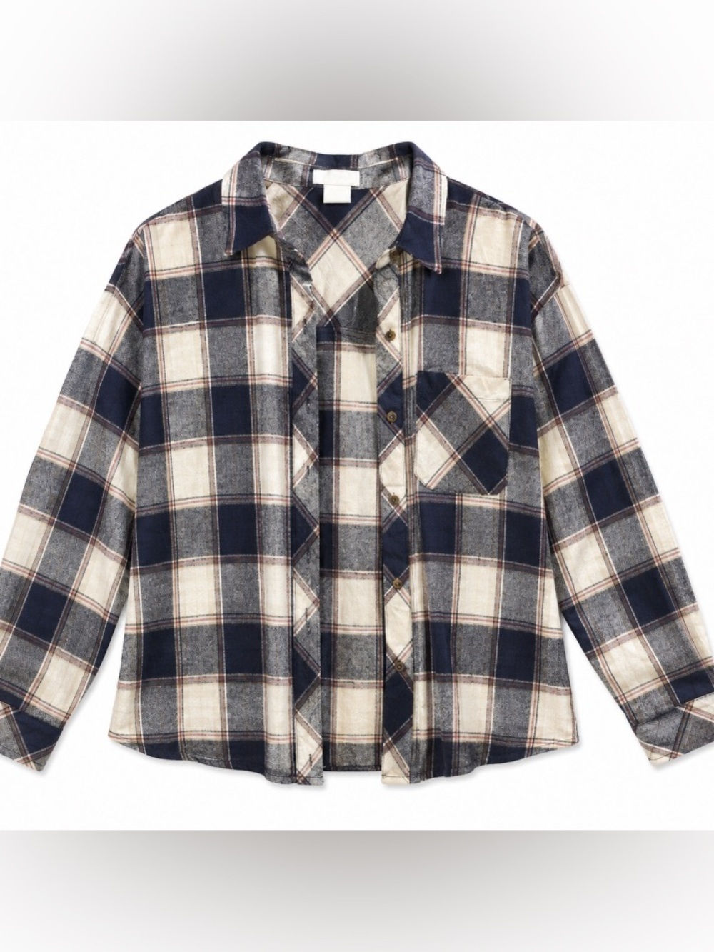 LIFE • Plaid • Button-Down • Cropped • Flannel • XL